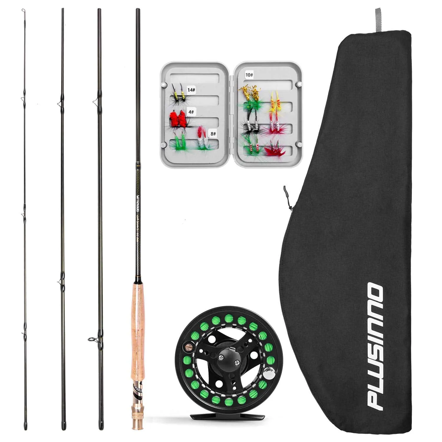 PLUSINNO 4 Piece Lightweight Ultra-Portable Graphite Fly Fishing Rod
