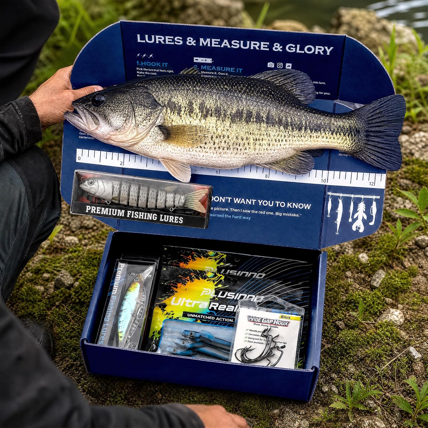 PLUSINNO Surprise Tackle Box Fishing Lures Kit. Fishing GIfts For Men. Dads