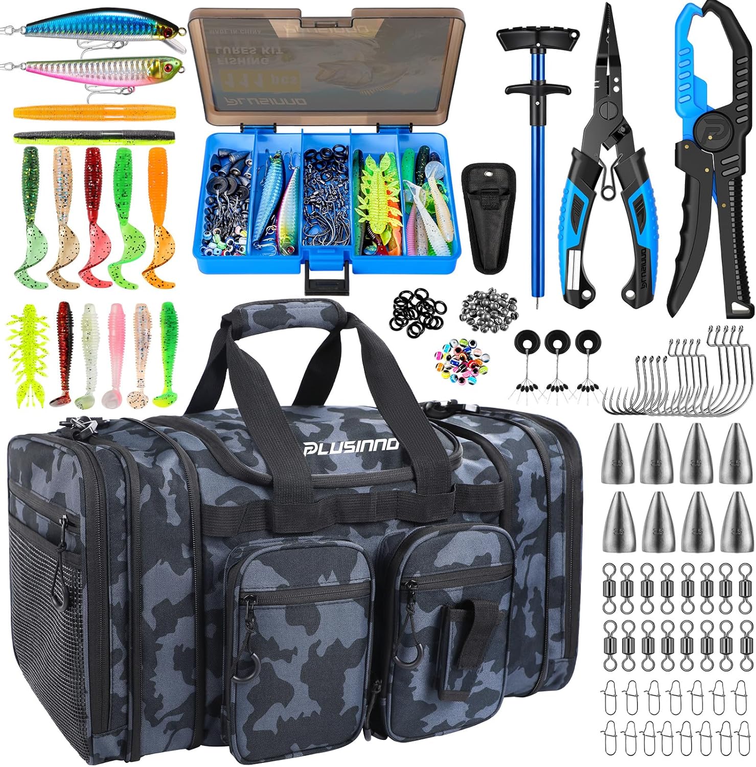 PLUSINNO Tackle Bag - Expandable Fishing Bag with fishing tools
