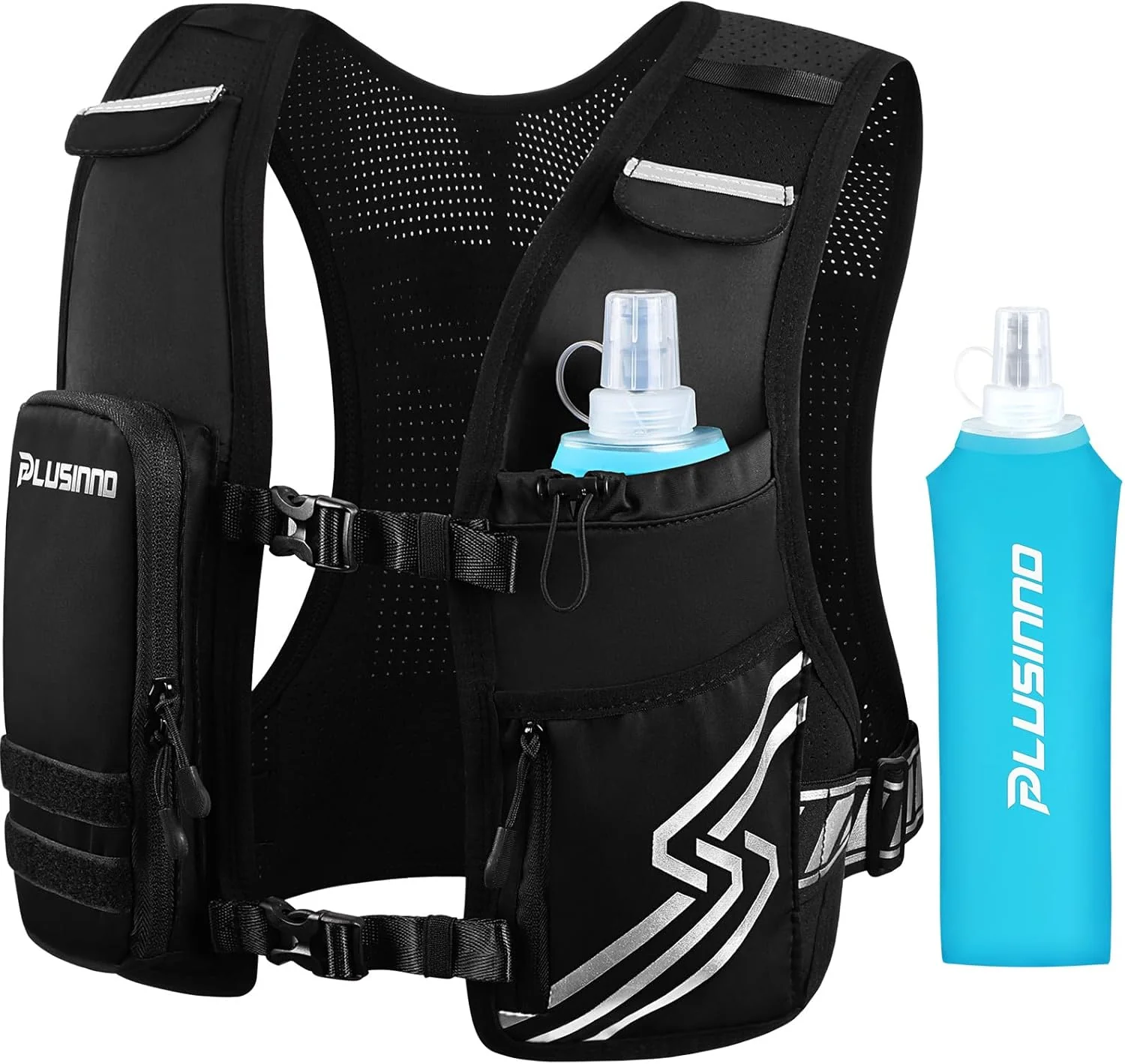 PLUSINNO Running Vest for Women Men. Running Hydration Vest with 500ml Soft Flask