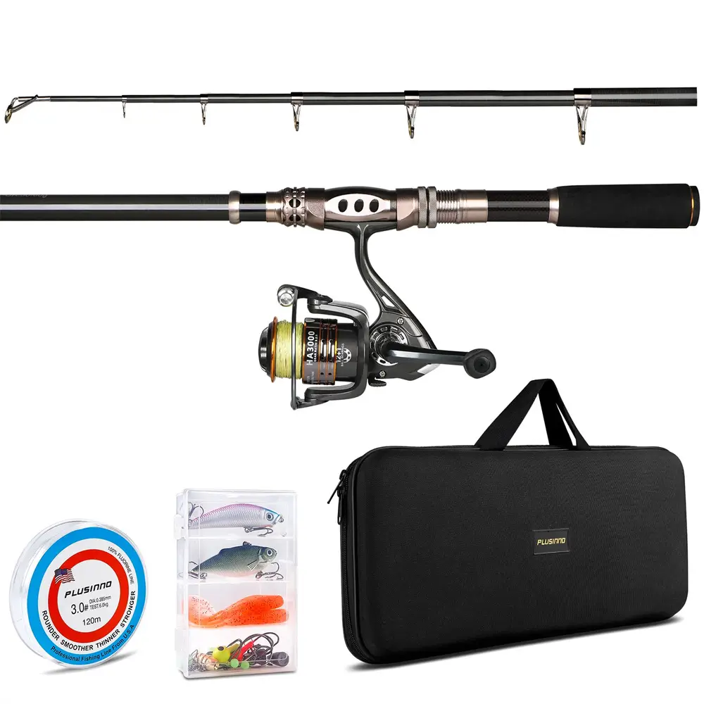 PLUSINNO Eagle HuntingⅠTelescopic Fishing Rods and Reel Combos Full Kit with Carrier Case